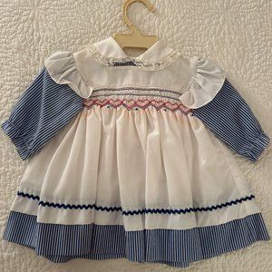 Vintage hand-smocked girls dress 12 months